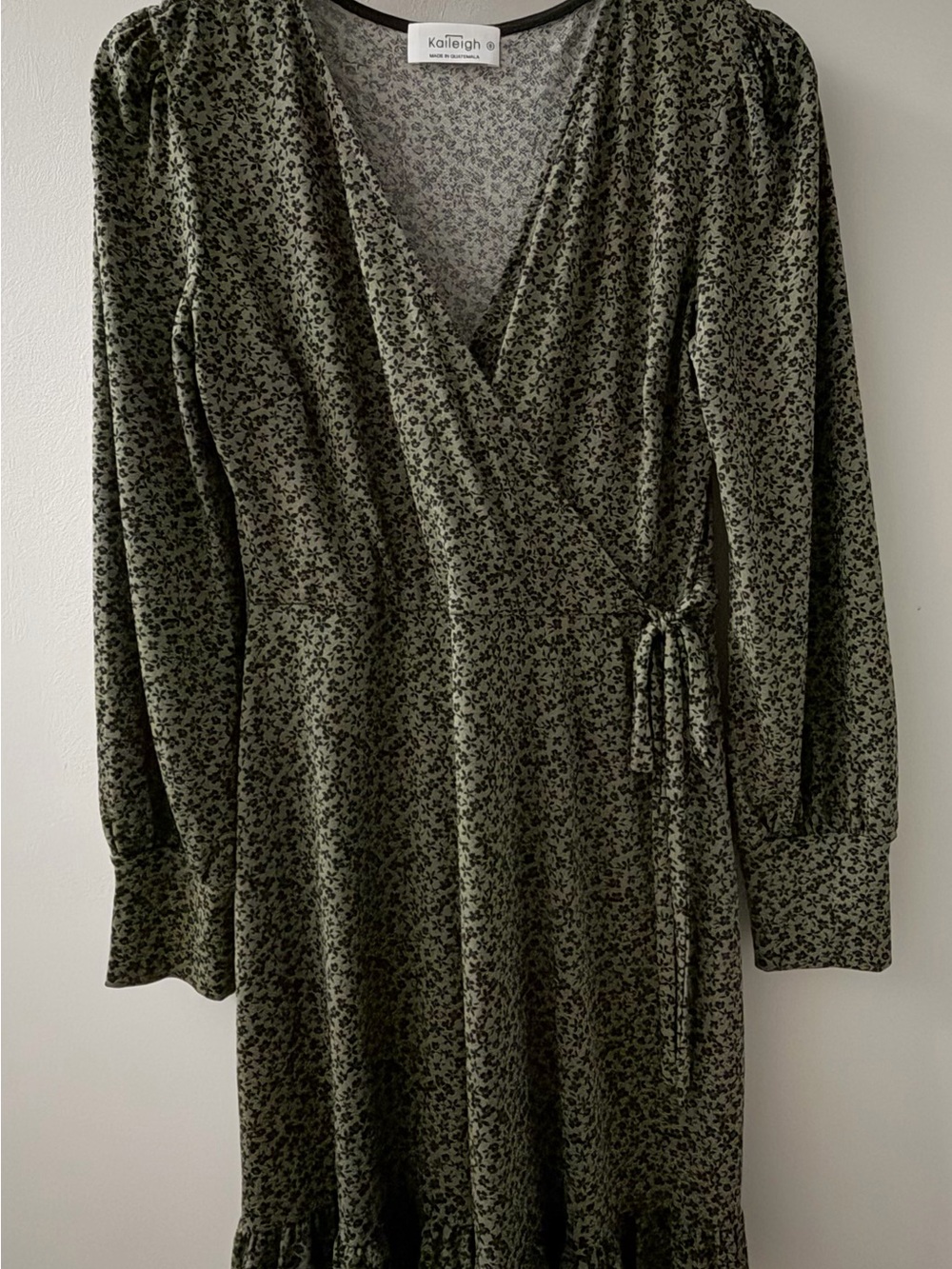 Kaileigh Olive Green Floral Wrap Dress
